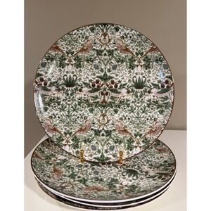 Set of 4 Morris & Co. Strawberry Thief 10 1/2" Dinner Plates